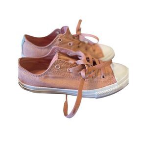 Converse Juniors Pink With Sparkles Chuck Taylor All-Star OX Sneaker Shoe Size 3